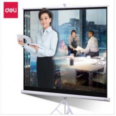 得力(deli)100英寸 4:3支架投影幕布投影布 家用投影儀幕布50491